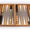 Spiele Für Erwachsene | Spiele Für Kinder>MANOPOULOS Backgammon, Graubeiges Straußenleder-Optik