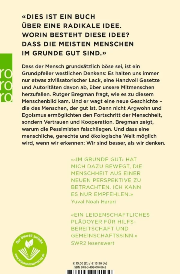 Sachbücher>ZEIT Buchhandlung Bregman, R: Im Grunde gut