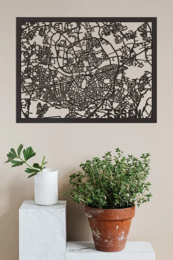 Wandbilder & Wanddekoration>City Shapes Citymap »Essen« aus Holz