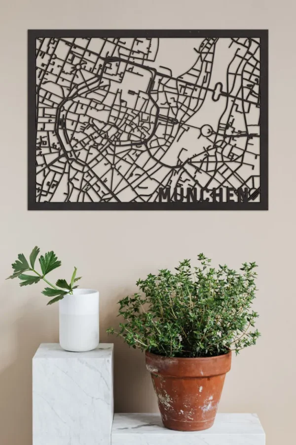 Wandbilder & Wanddekoration>City Shapes Citymap »München« aus Holz