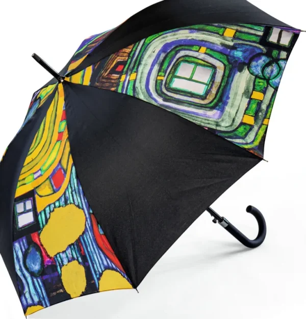 Regenschirme>Ars mundi Friedensreich Hundertwasser: ​ Stockschirm »Regentropfenfänger«