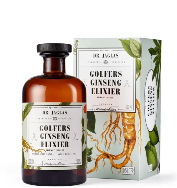 Korn, Brand, Geist>Dr. Jaglas »Golfers Ginseng-Elixier« (Kräuterbitter)