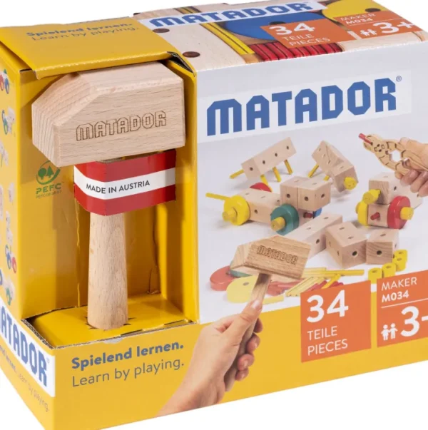 Holzspielzeug>Matador Holzkonstruktionsbaukasten »Maker M034«, 34-teilig