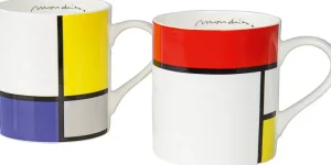 Keramik & Gläser>Ars mundi 2 Kaffeebecher mit Künstlermotiven von Mondrian