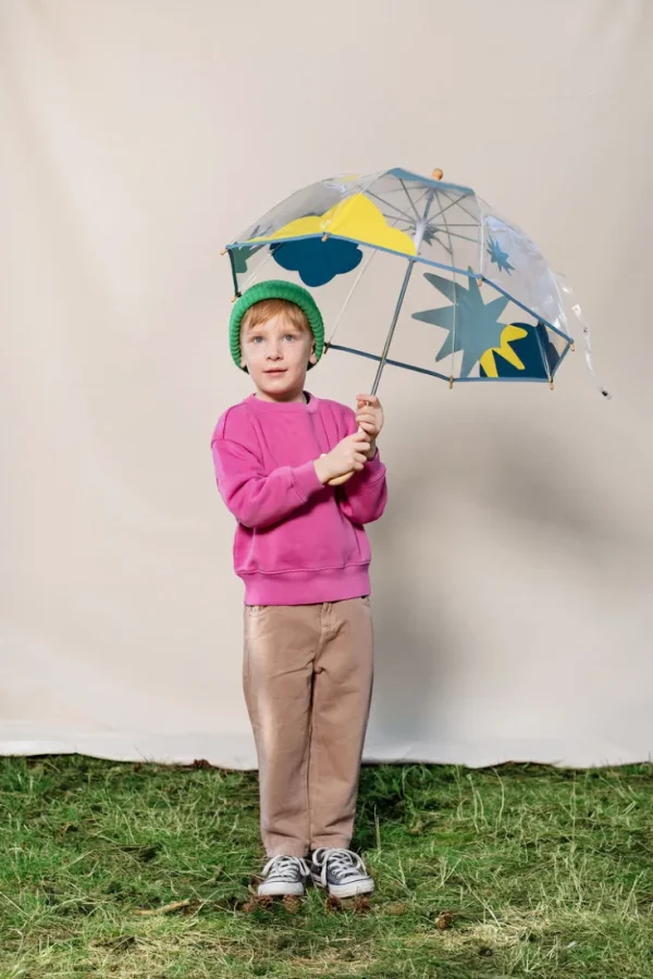 Regenschirme>ANATOLE Kinder Regenschirm »Svalbard«, Blau Gelbe Wolke