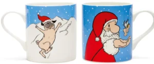 Geschirr & Gläser>Ars mundi Loriot: 2 Becher mit Künstlermotiven »Weihnachtsmops« & »Weihnachtsmann« im Set