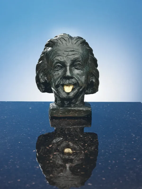 Bronze | Kunstbronze & Stahl>Ars mundi Nemecek, J.: »Einstein-Kopf mit goldener Zunge«