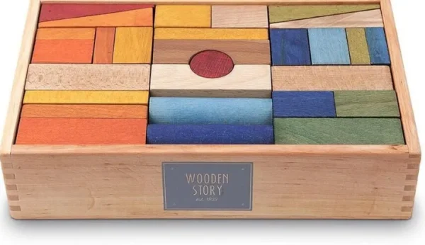 Holzspielzeug | Konstruieren & Experimentieren>Wooden Story  Regenbogen Holzbausteine - 63 Stück