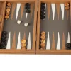 Spiele Für Erwachsene | Spiele Für Kinder>MANOPOULOS Reise-Backgammon, Graubeiges Straußenleder-Optik