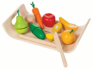 Holzspielzeug>Plan Toys Schneidebrett mit Obst & Gemüse